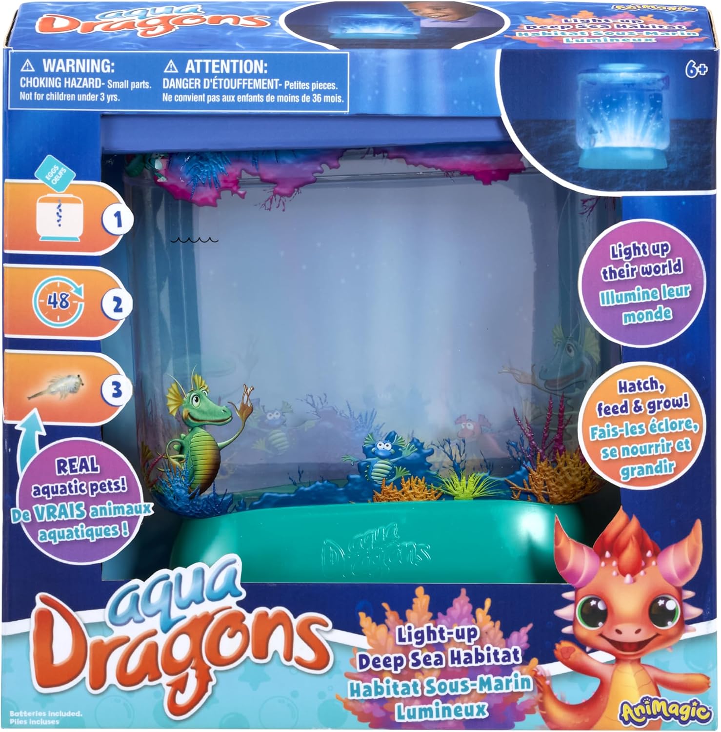 Goliath Animagic Aqua Dragons Light Up Deep Sea Habitat front view packaging