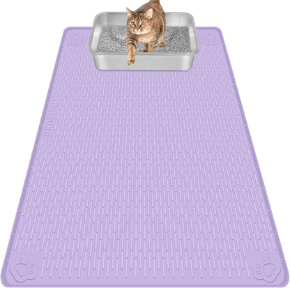 Cat Litter Mat, Extra Large 40" x 28" Silicone Mat Litter Trapping Mat for Scatter Control, Soft on Kitty Paws, Easy to Clean (Gray) - Image 14