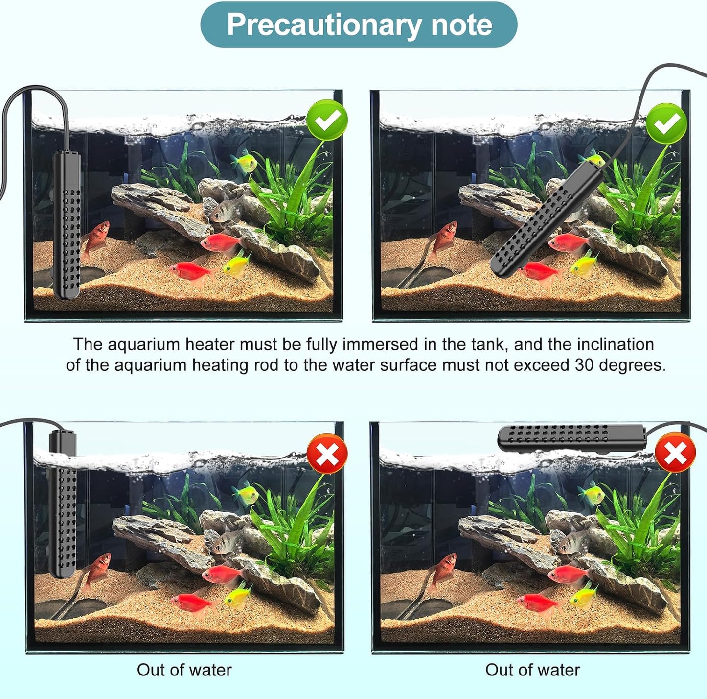 Side profile of Hanleshuka heater in freshwater setup