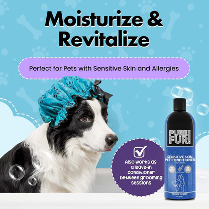 Natural anti itch dog conditioner bottle back with dilution instructions.