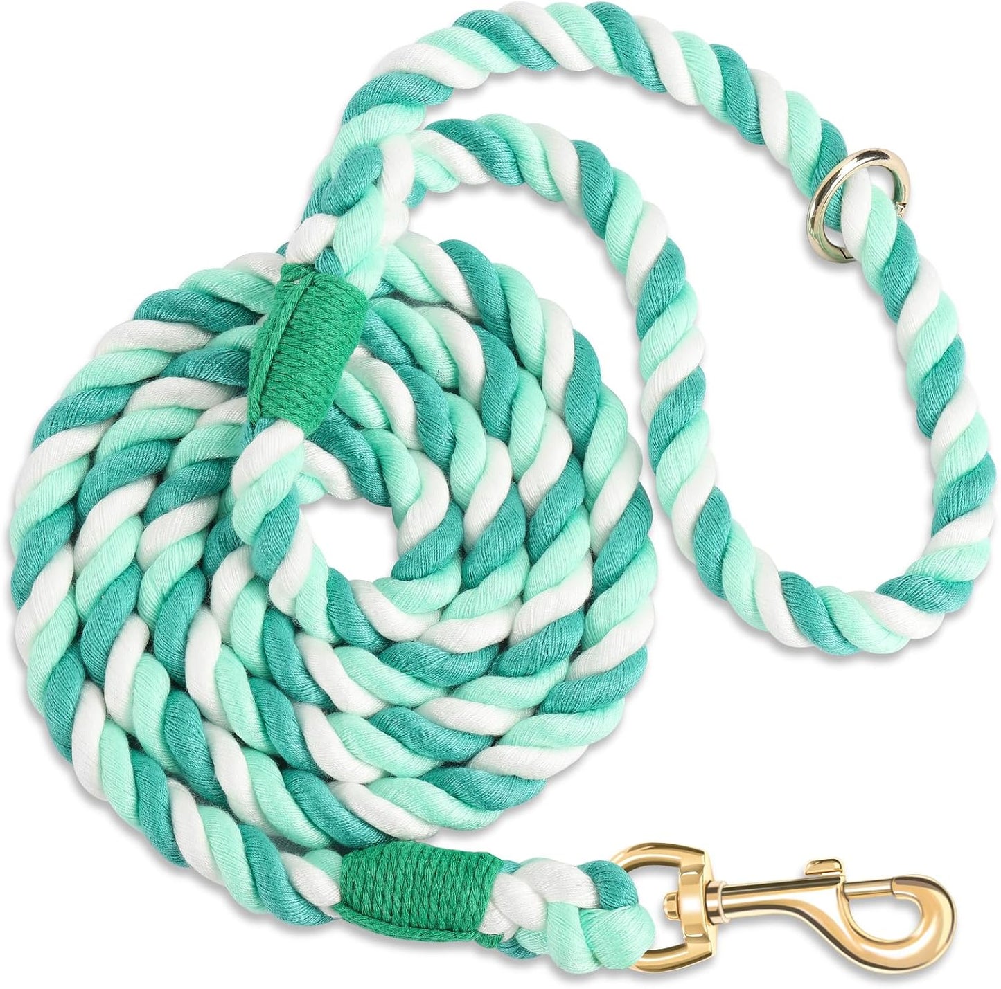 Dog Leash 5 FT Handmade Braided Cotton Rope Leashes for Small Medium and Large Dogs, New Golden Heavy Duty Metal Clasp, Colorful Macaron - Image 11