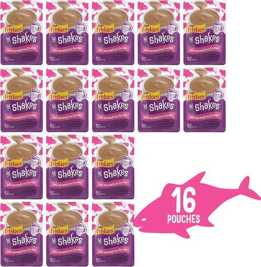 Friskies pureed lickable wet cat treats pack of sixteen pouches