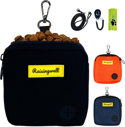 Raisingwell dog treat pouch front view authentic black pet fanny pack