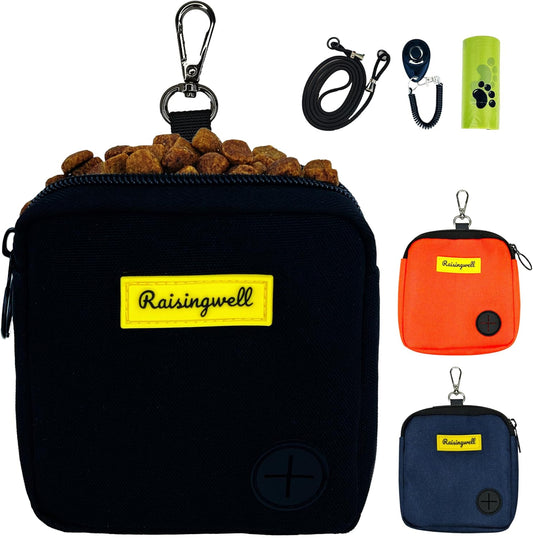 Raisingwell dog treat pouch front view authentic black pet fanny pack