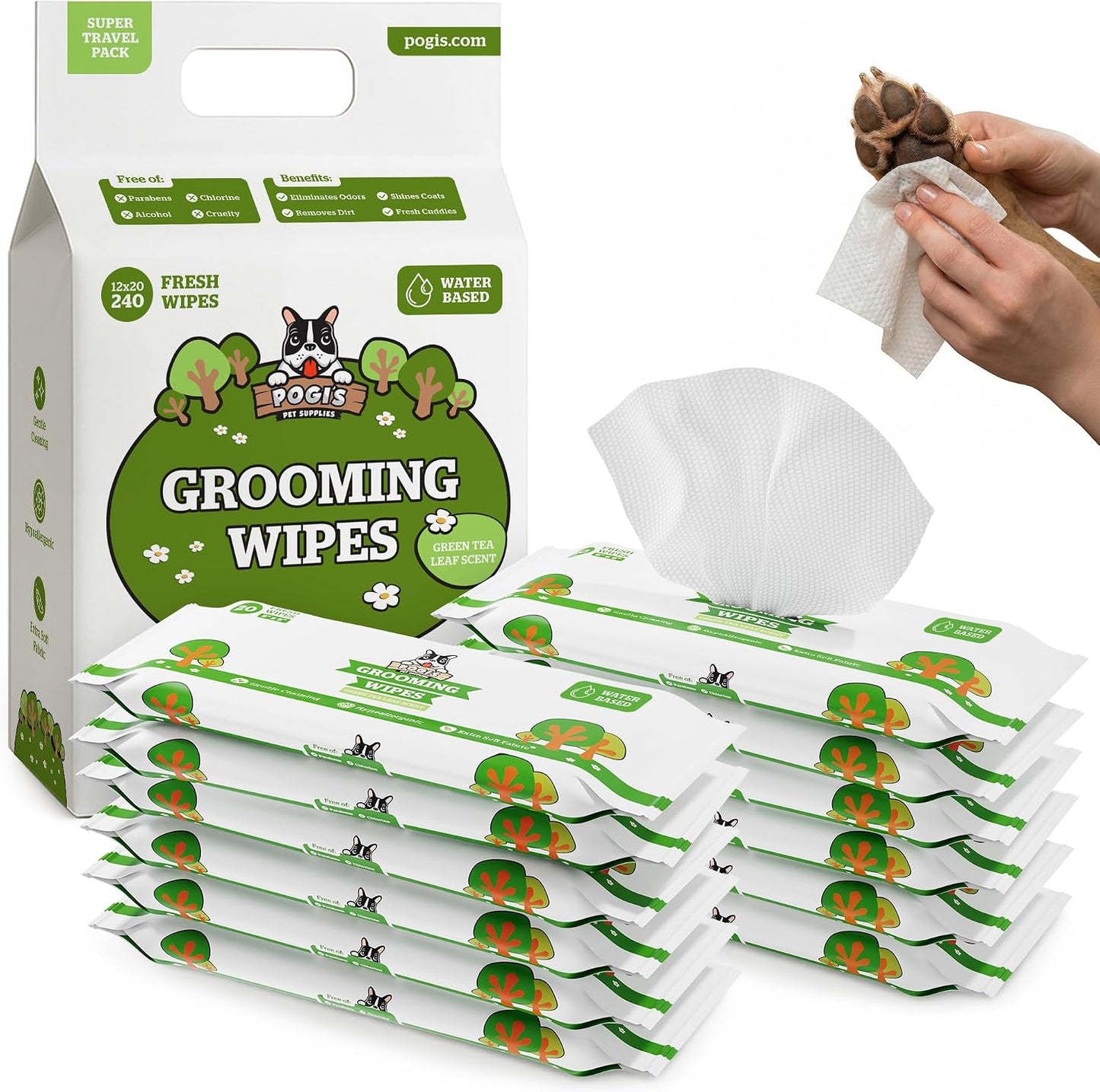 Pogi's Dog Grooming Wipes - Hypoallergenic Pet Wipes for Paws, Body & Butt - Cleaning & Hydrating, Fragrance Free, 100 Count - Image 9