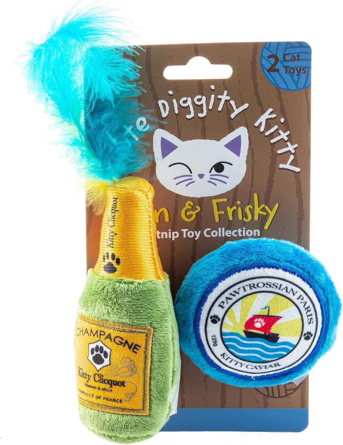 Haute Diggity Kitty safe embroidered plush cat toys bottom view