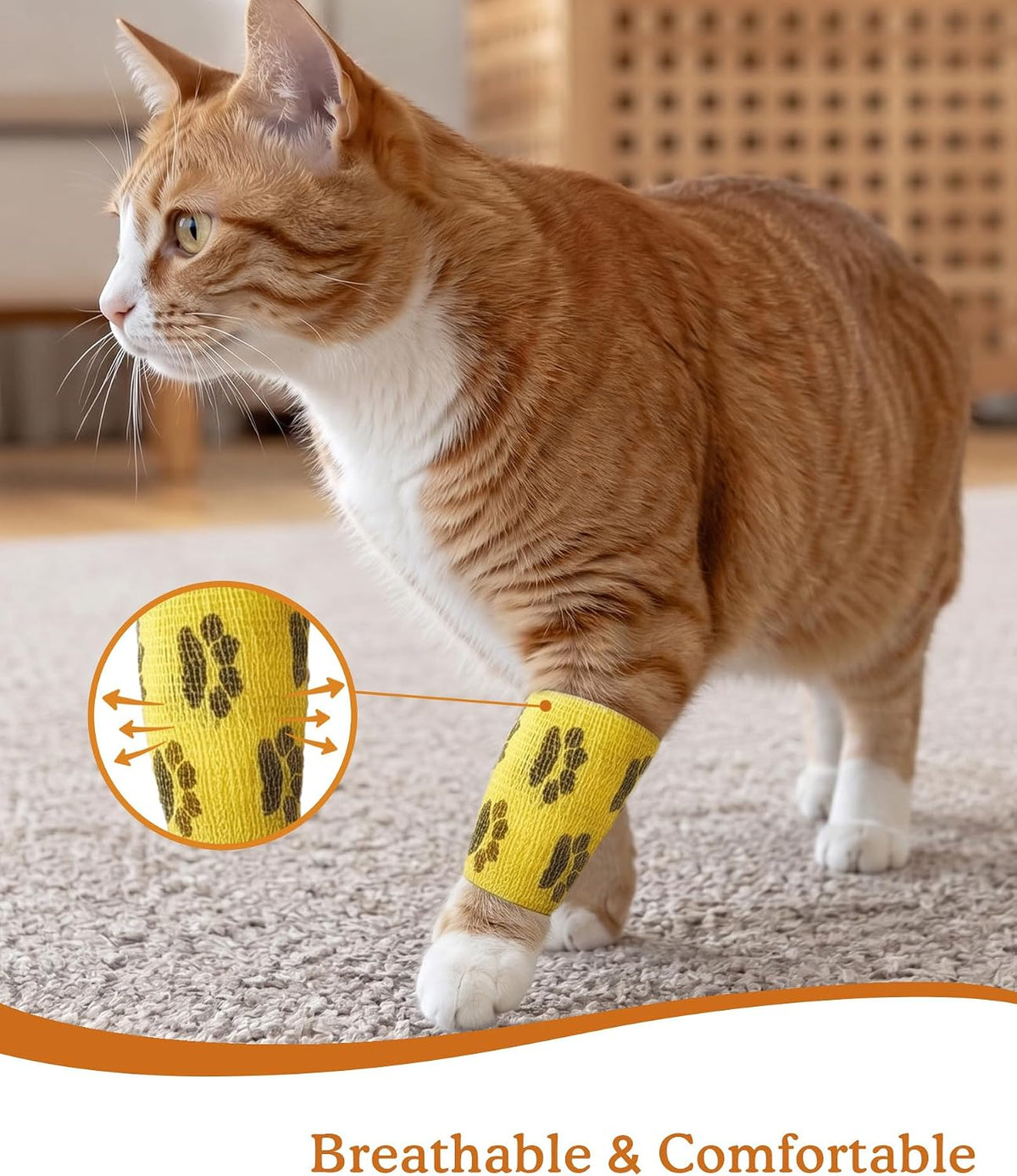 Fripup pet bandage rolls showing paw print design