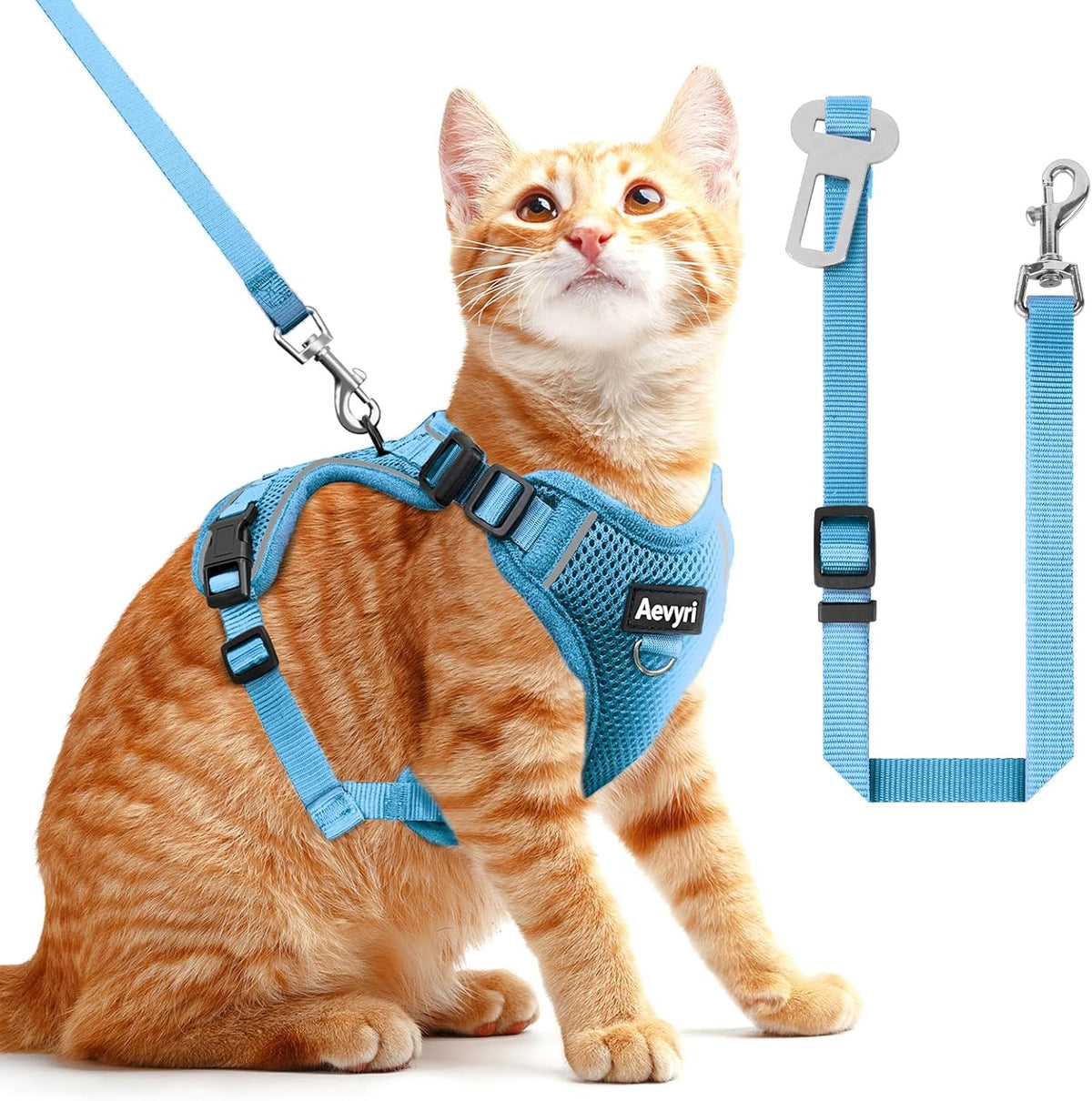 Cat Harness, Cat Harness and Leash for Walking, Adjusted in Four Directions and Breathable Cat Harness for Anti Escape that can be Fitted and Positioned, Reflective Strips Harness, Black, M - Image 9