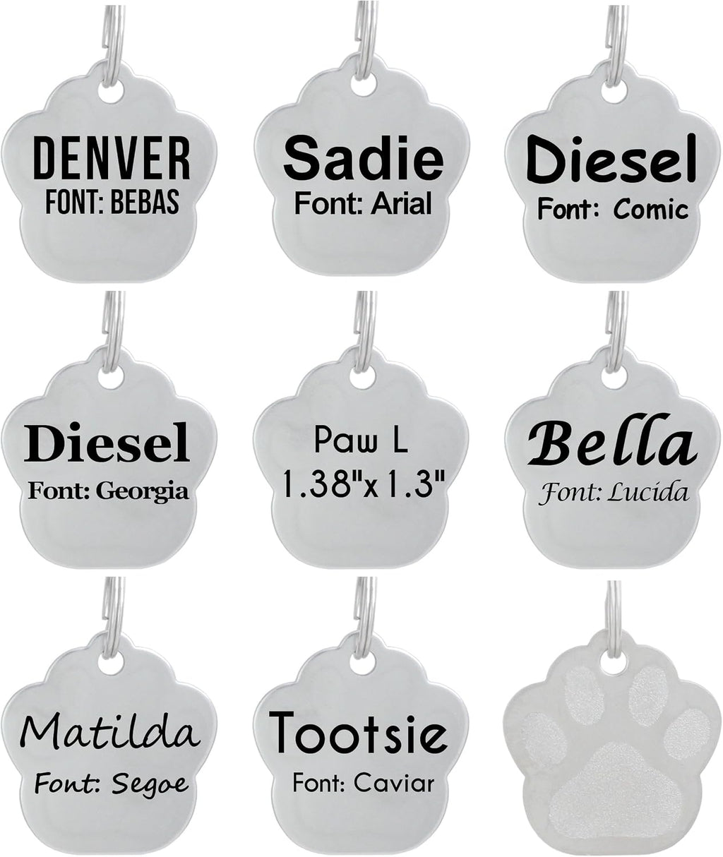 Laser Etched Stainless Steel Pet ID Tags Custom Personalized for Dog & Cat Paw Print Bone Round Tag (Glitter Pink) - Image 15