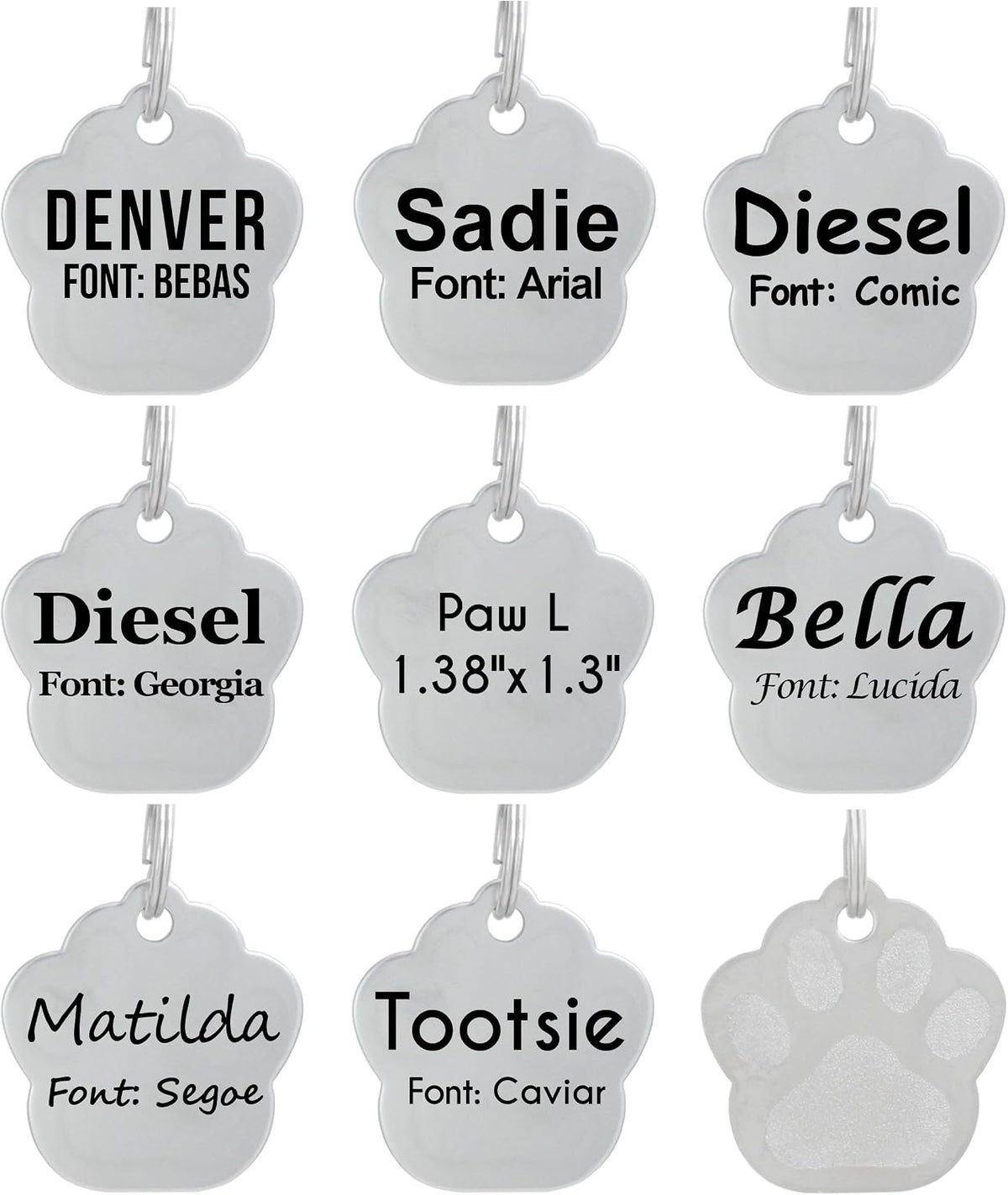 Laser Etched Stainless Steel Pet ID Tags Custom Personalized for Dog & Cat Paw Print Bone Round Tag (Glitter Pink) - Image 15