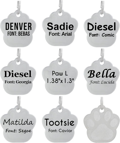 Laser Etched Stainless Steel Pet ID Tags Custom Personalized for Dog & Cat Paw Print Bone Round Tag (Glitter Pink) - Image 15