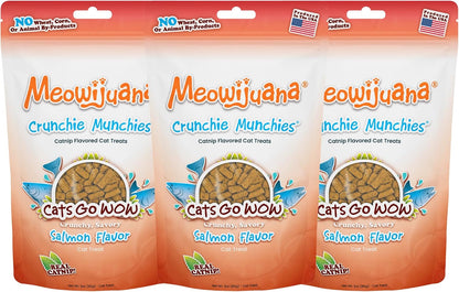 Meowijuana Crunchie Munchie Catnip Treats | Salmon, Seafood, Chicken Trio | Made with Organic Catnip | Produced in The USA | Low Calorie Cat Snack - Image 12