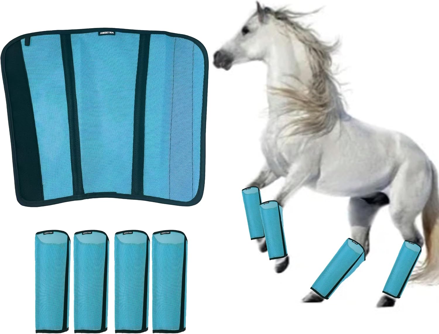 Mesh Horse Fly Boots Set of 4, Loose Fitting Shoofly Leggings for Horses with Breathable & Adjustable, Fly Leg Wraps for Horses Stop Annoying Stomping, Stay-on Comfortable Shoo Fly Boots - Image 9