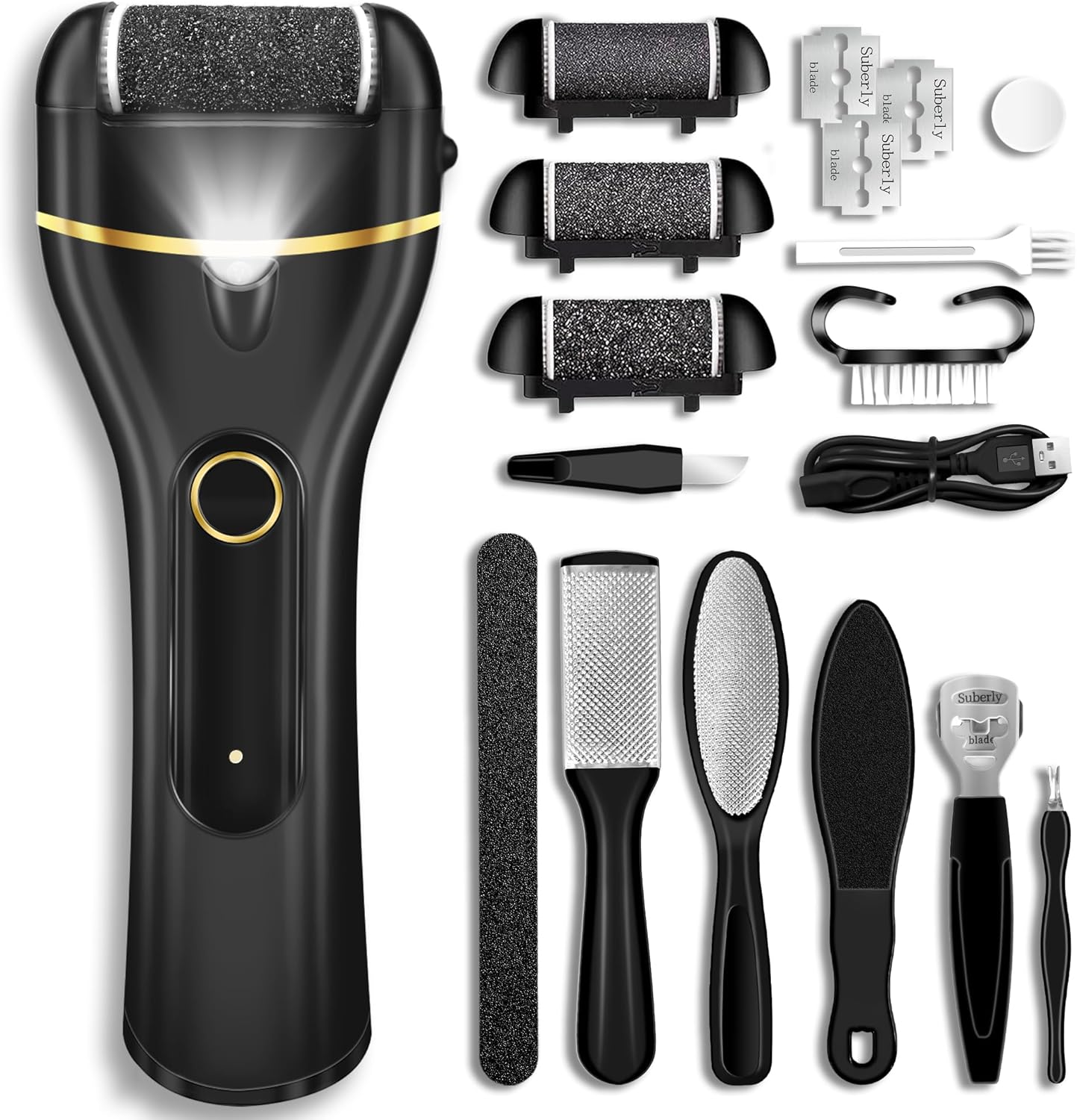 Jamestry Electric Foot Callus Remover with 3 rollers front view
