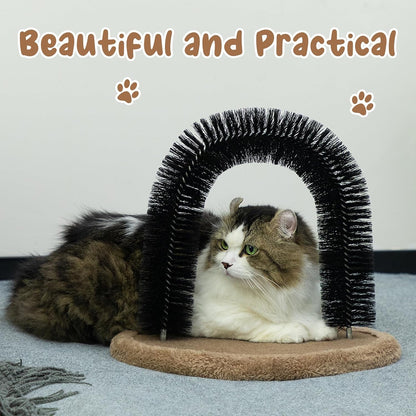 Side view of Hollypet self-brushing cat toy demonstrating the thick chassis construction.