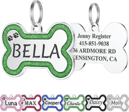Stainless Steel Pet ID Tags in Glitter, Durable Dog Tags Engraved for Pets, Deep Engraved Personalized Dog Tags with Lovely 36 Icons, up to 5 Lines Custom Text Dog Name Tag (Small, Pink) - Image 9
