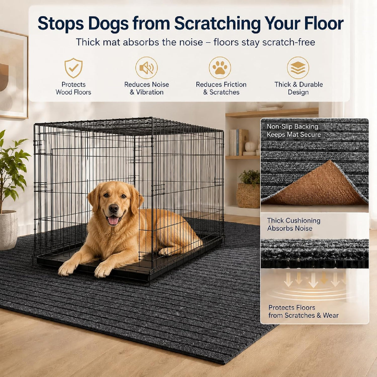 Waterproof brown underside of Wibeelee kennel floor protector