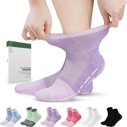 Bulinlulu Bamboo Viscose Diabetic Socks 6 pairs pack front view for edema relief.