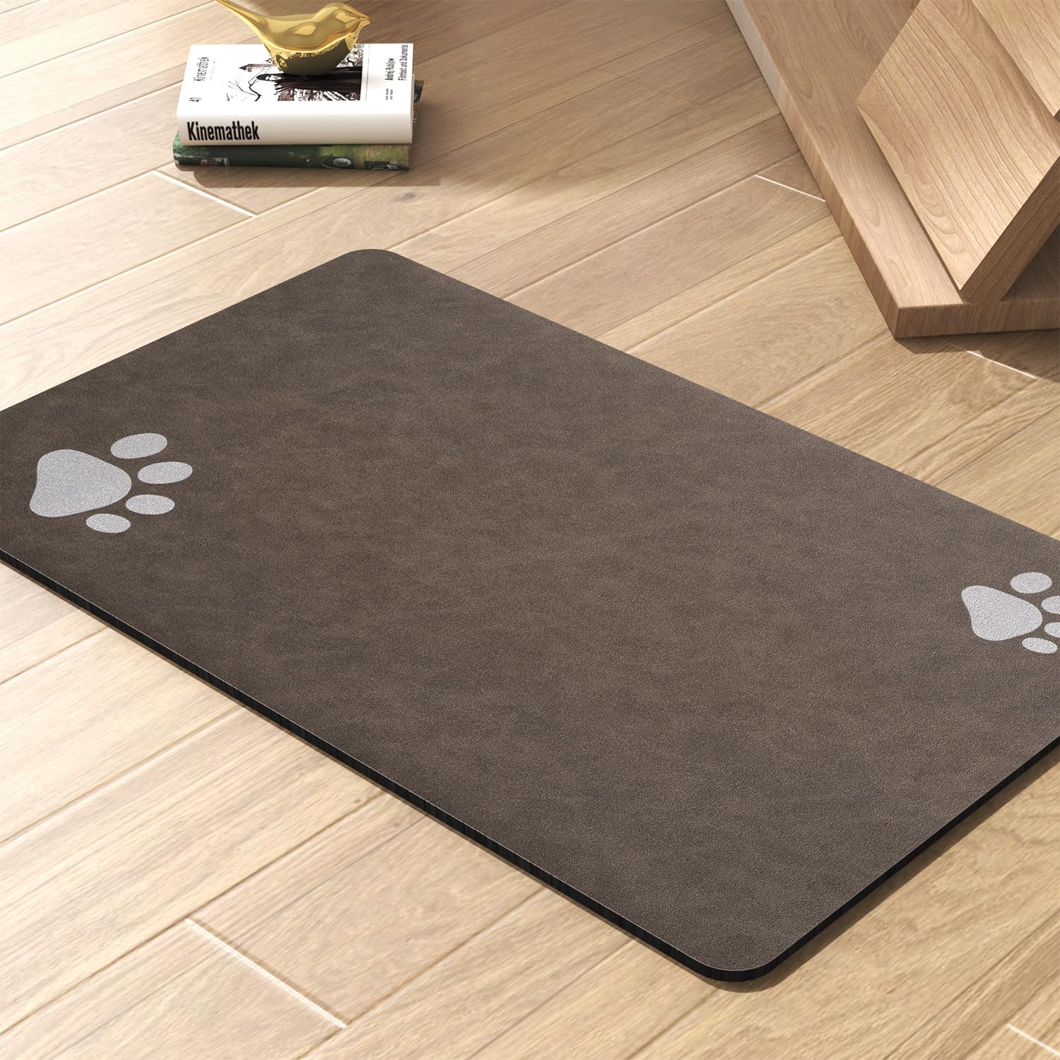 Stain resistant pet supplies mat rolled up compactly for storage
