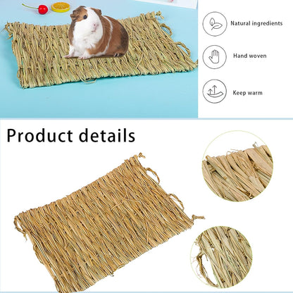 Size comparison of Pinvnby grass mat with small animal