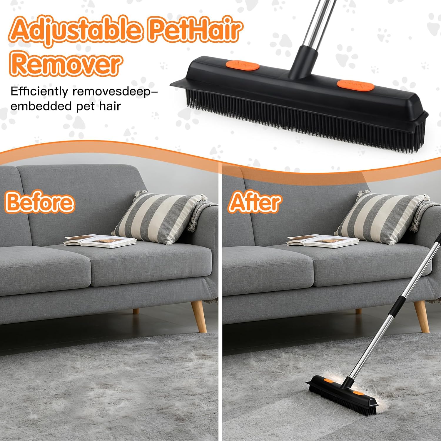 Adjustable stainless steel handle sections for carpet rake