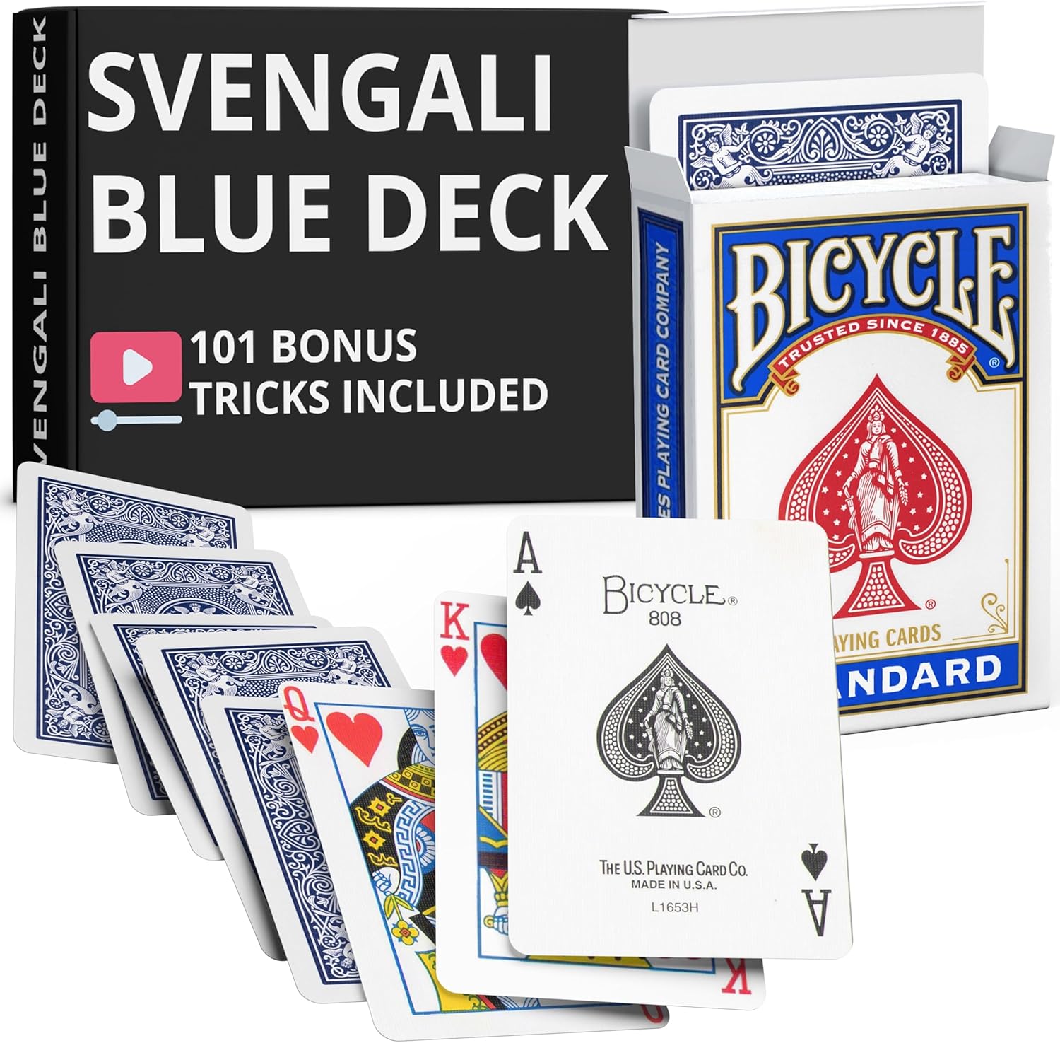 Ted's Sterling Magic Blue Rider Back Bicycle Svengali Deck front view