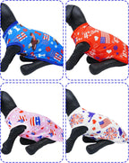 Four pack set of patriotic pet shirts for dogs and cats