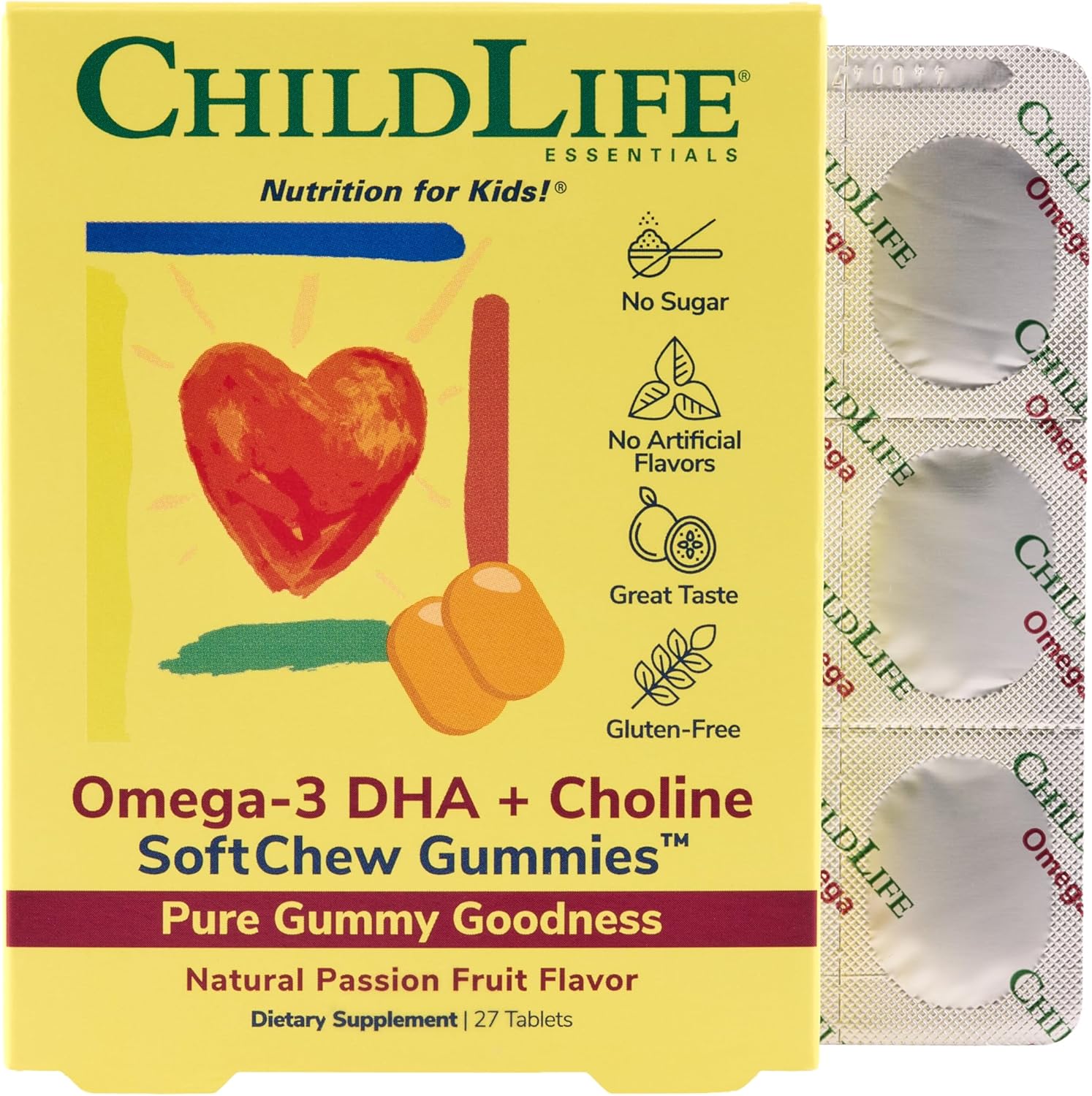 ChildLife Essentials Omega 3 DHA Plus Choline box front view for children brain support