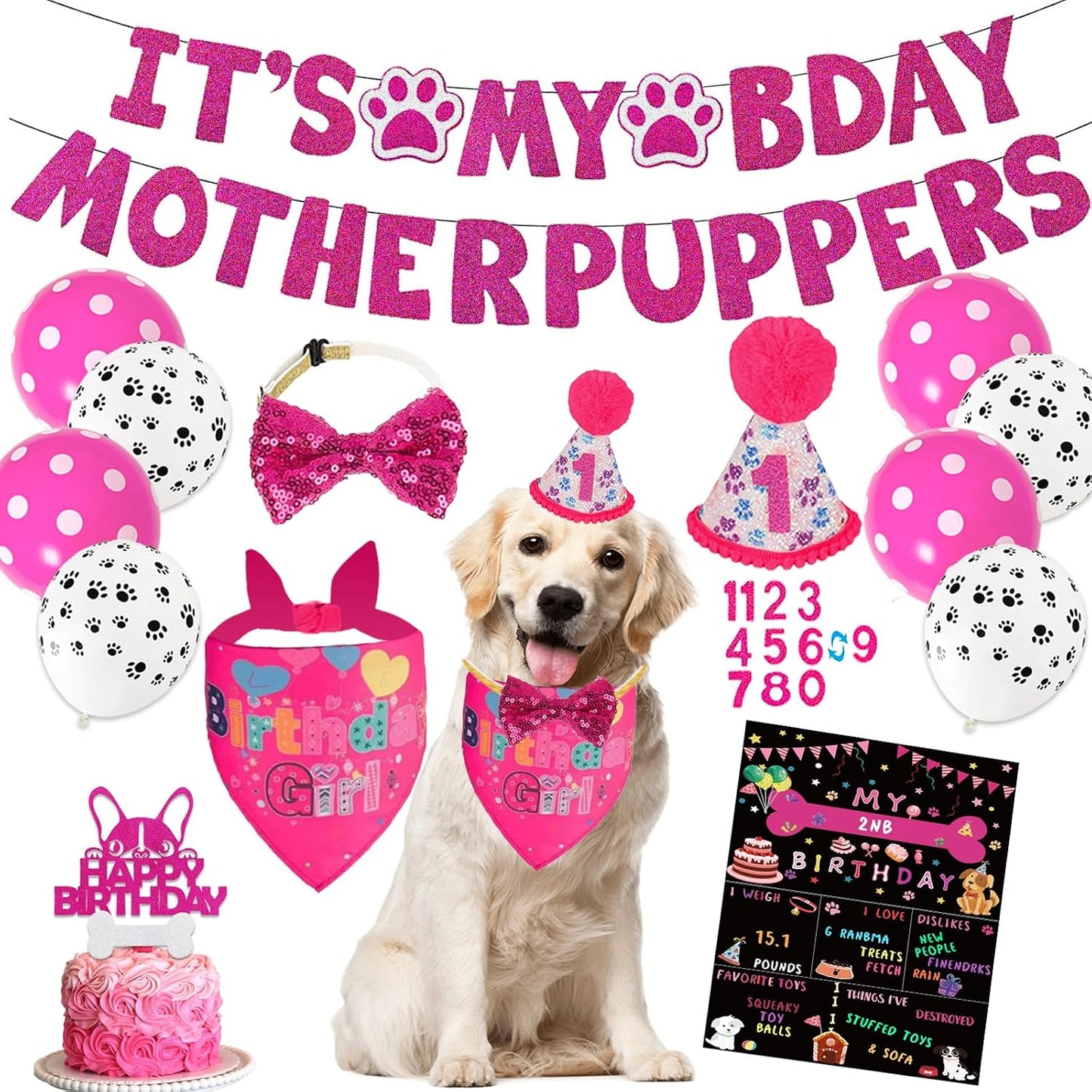 Adoggygo dog birthday party supplies set front view
