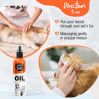 Premium imported Wagging Tails pet massage oil product packaging