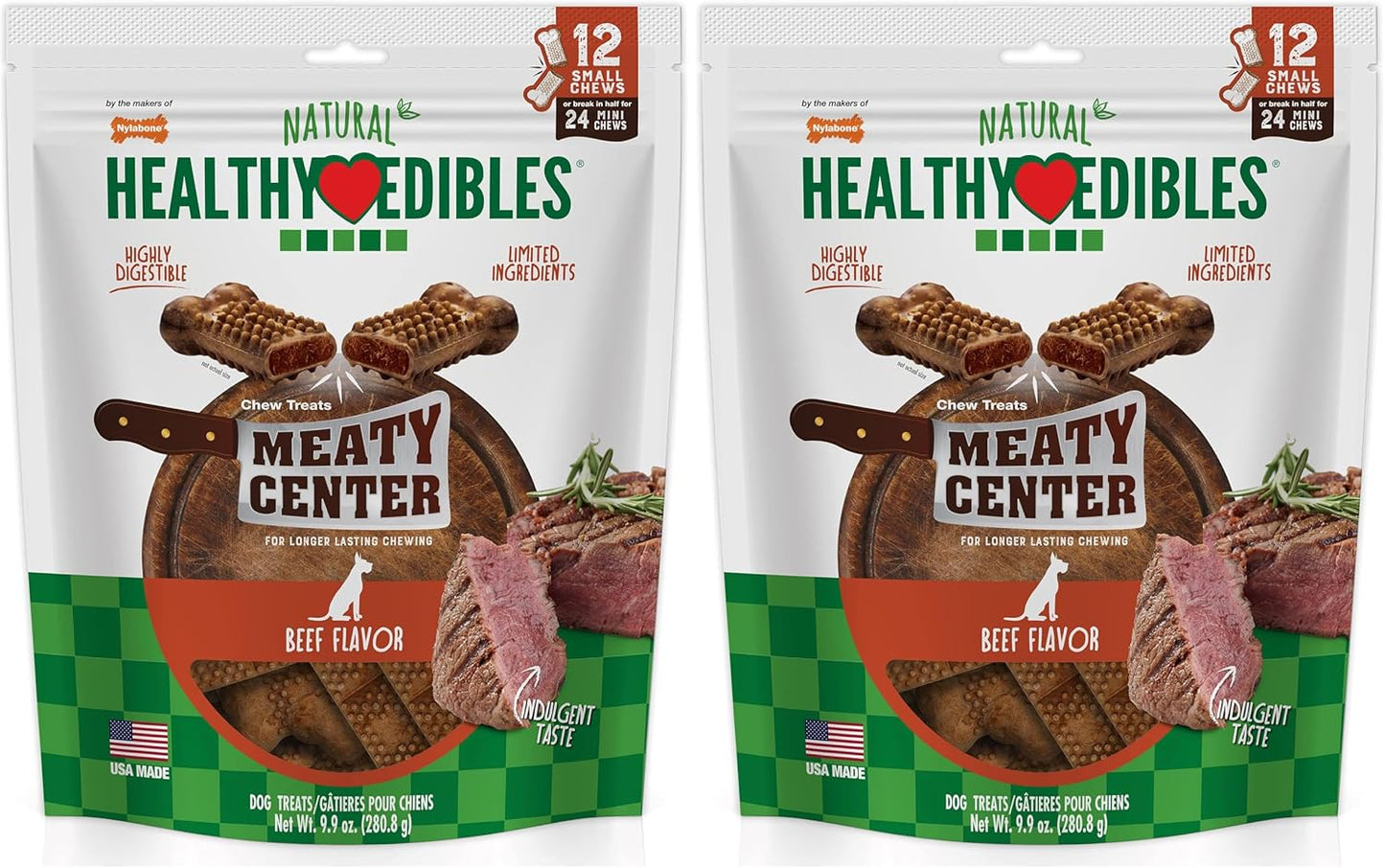 Nylabone Healthy Edibles Natural Dog Chews Long Lasting Meaty Center Beef Flavor Treats for Dogs, Small (12 Count) - Image 13