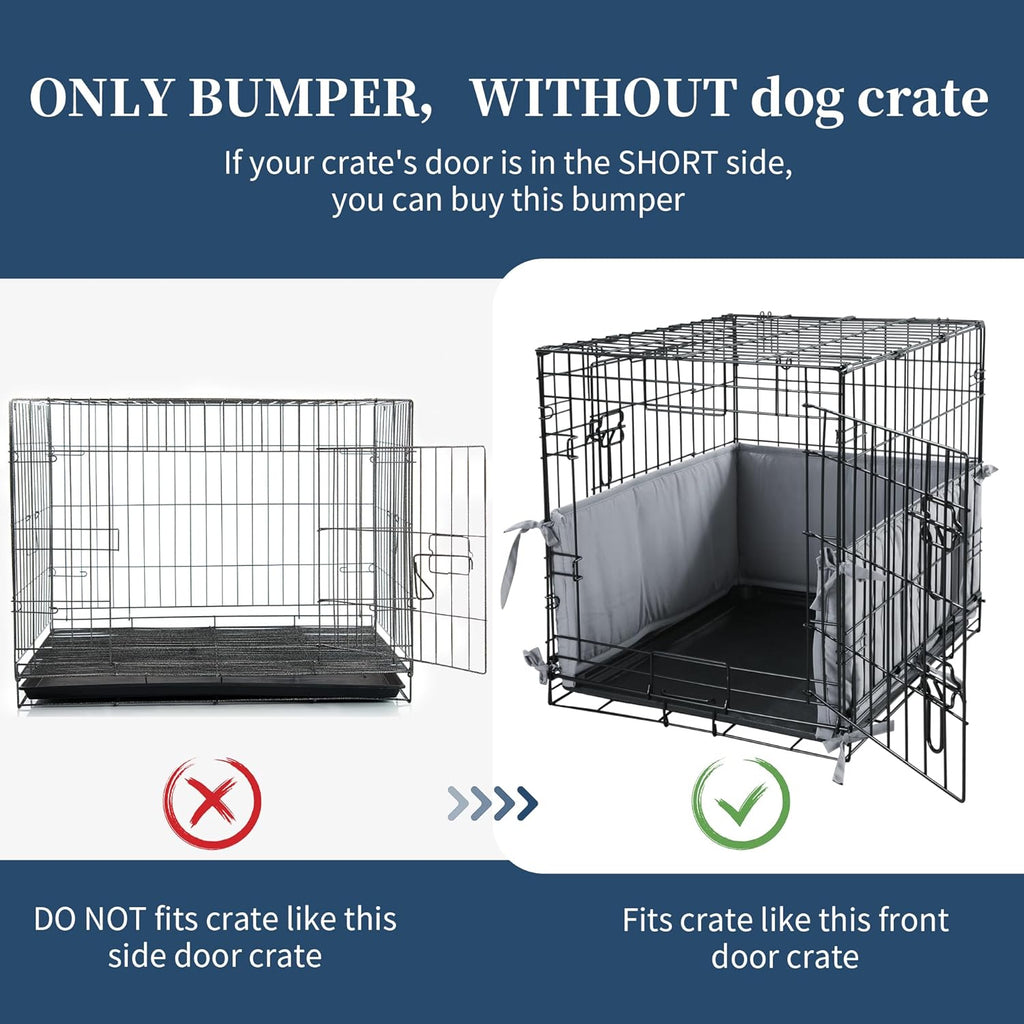 Gray fabric crate accessory liner highlighting the durable built-in attachment ties