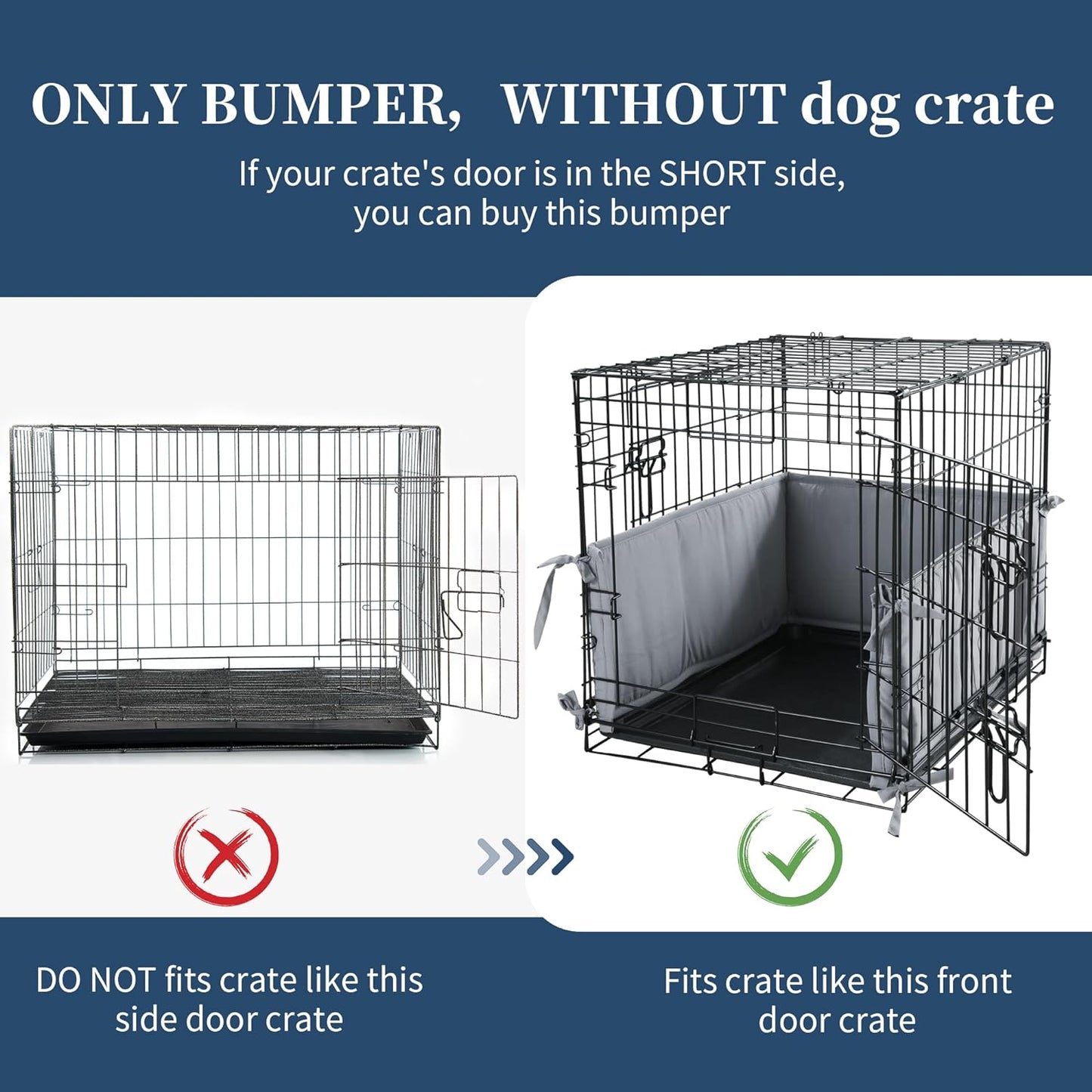 Gray fabric crate accessory liner highlighting the durable built-in attachment ties