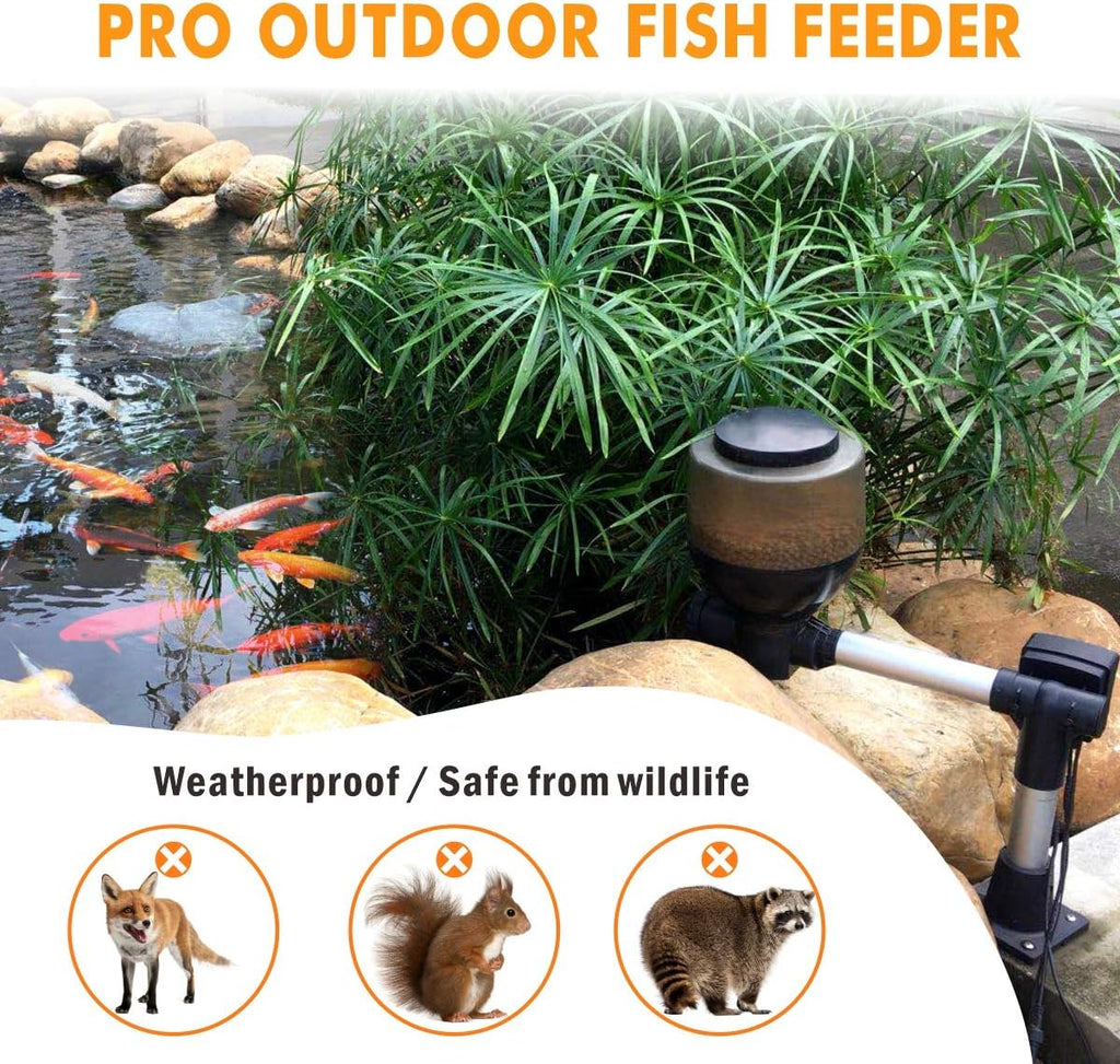 Hygger automatic fish feeder 5.5 liter storage bin open lid