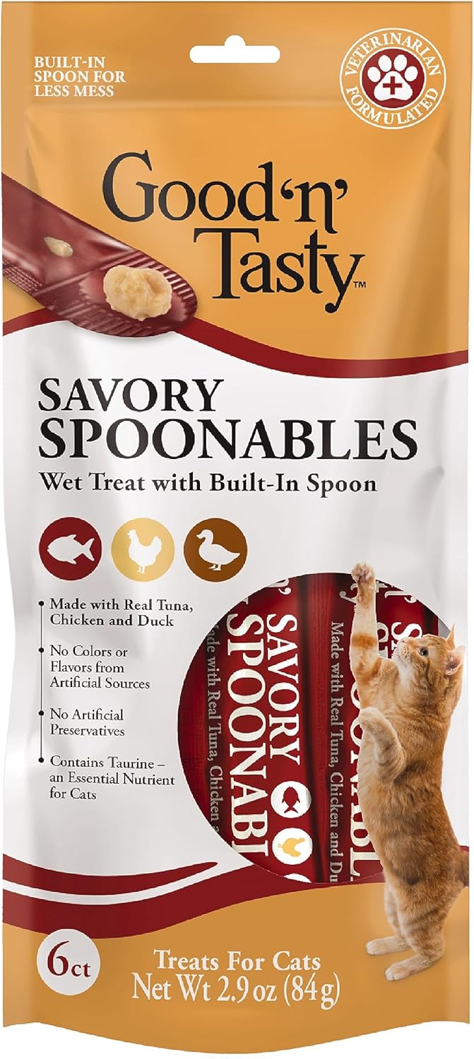 Good 'n' Tasty Savory Spoonables with Real Duck, Beef & Rabbit, 6 Count Tube, Triple Flavor Squeezable Lickable Wet Treats for Cats with Built-in Spoon for Less Mess - Image 12