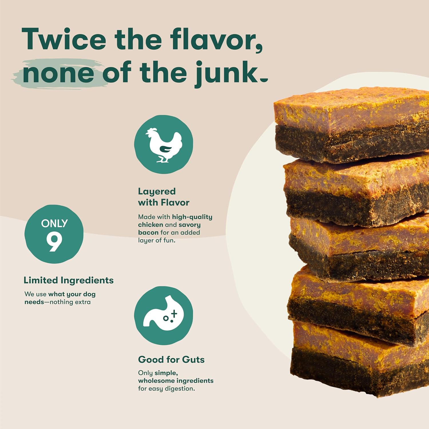 Jinx Chicken and Bacon dog treats nutritional information