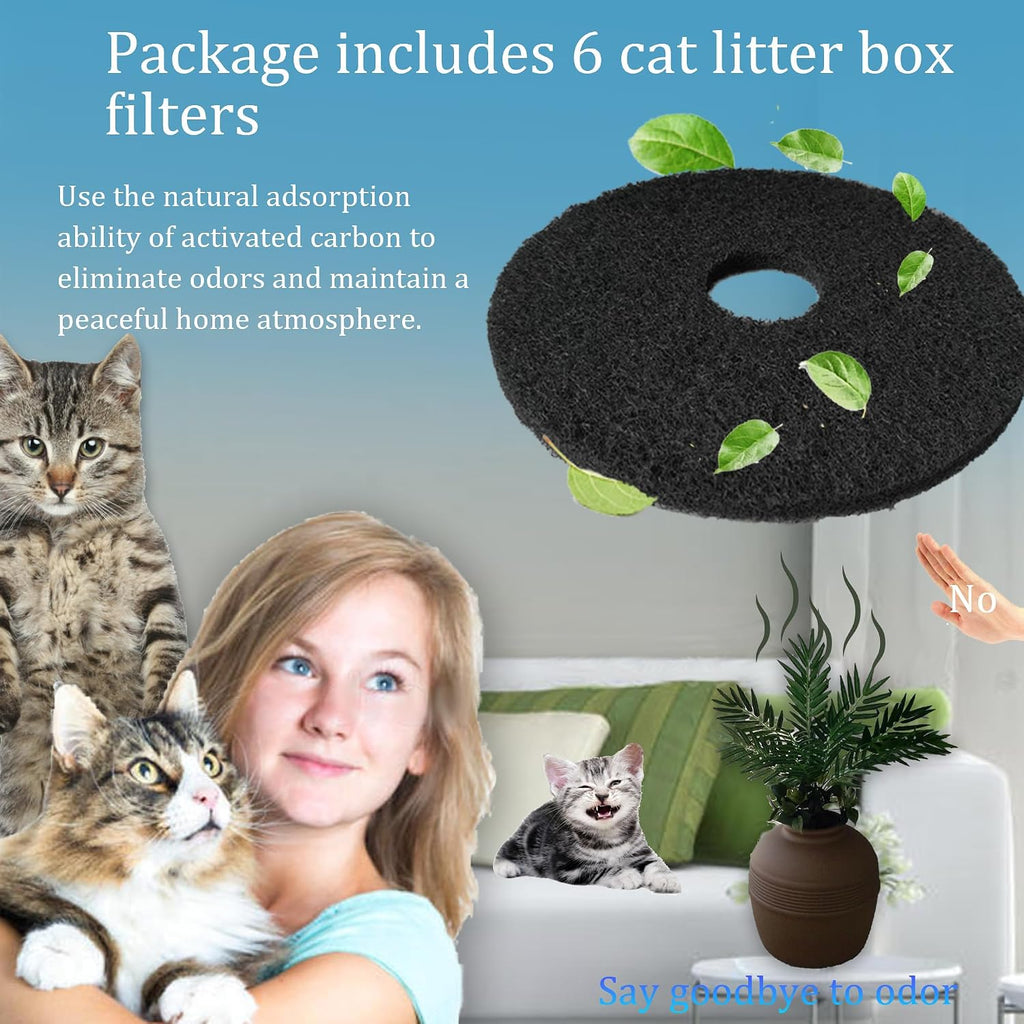 Six pieces of replacement charcoal air purification pads for pet litter systems