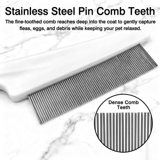 Close-up of the fine-tooth metal pins on the 55 TRENDS lice removal comb.