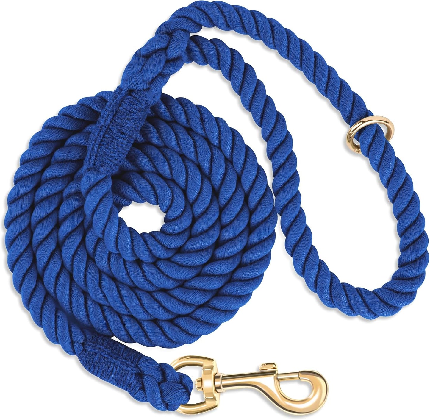 Dog Leash 5 FT Handmade Braided Cotton Rope Leashes for Small Medium and Large Dogs, New Golden Heavy Duty Metal Clasp, Colorful Macaron - Image 9