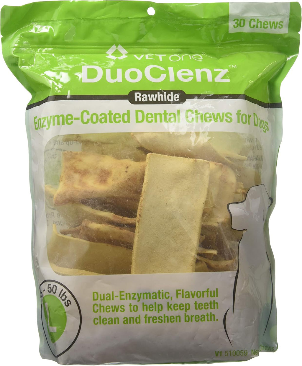 Vet One DuoClenz enzyme coated dog dental chews for large dogs front packaging buy online