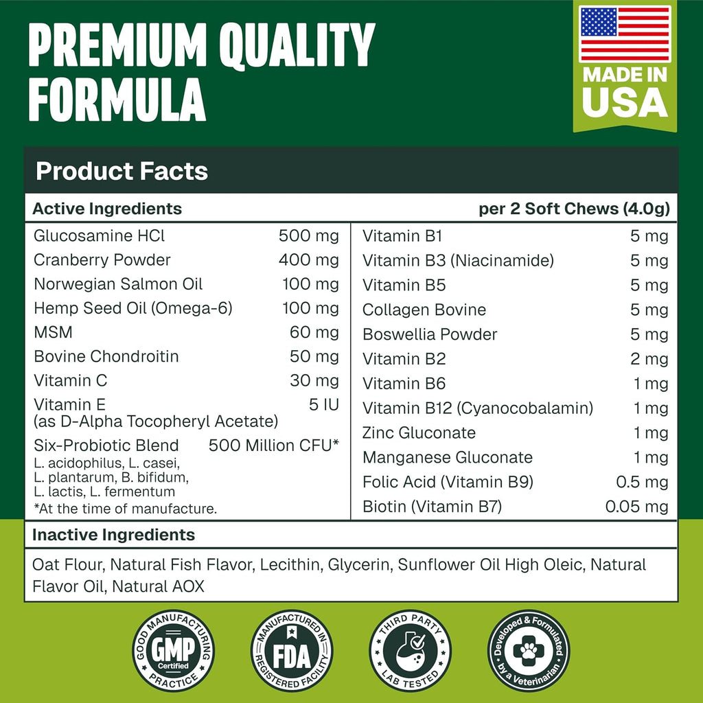 Imported chicken flavored vitamins for senior dogs and puppy joint care