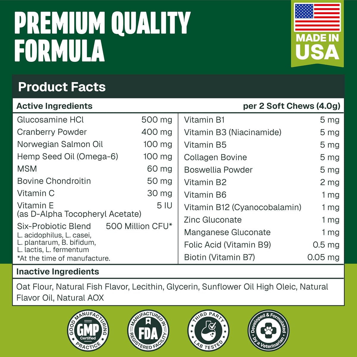 Imported chicken flavored vitamins for senior dogs and puppy joint care