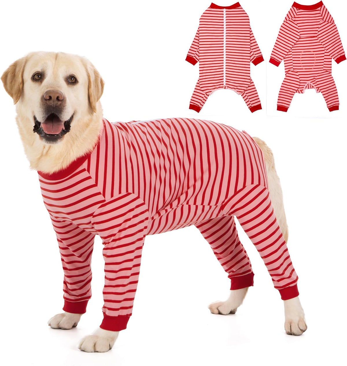 Yeapeeto Dog Onesie Surgery Recovery Suit for Large Medium Bodysuit Dogs Pajamas PJS Full Body for Shedding, Prevent Licking, Wound Protection, Cone Alternative (2XL, Pink) - Image 13