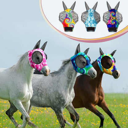 Detailed view of elastic mesh material on Chunful horse mask