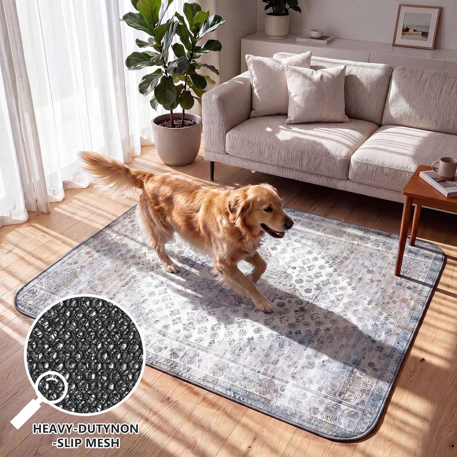 Pet lying comfortably on QQLPPL washable pet mat