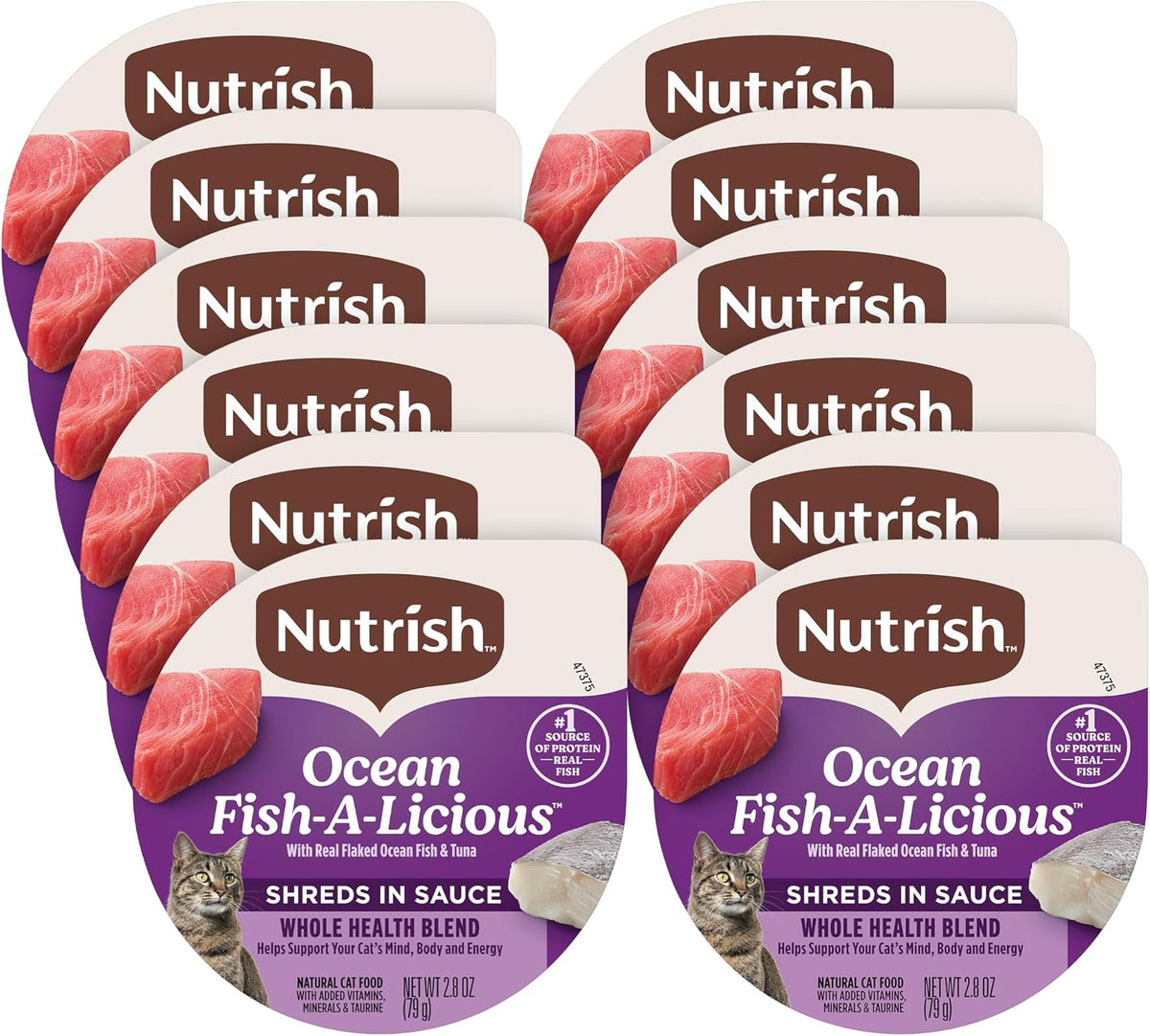 Nutrish Grain Free Ocean Lover's Whole Health Blend Variety Pack Wet Cat Food, 2.8 oz. Cup, 12 Count (Rachael Ray) - Image 14