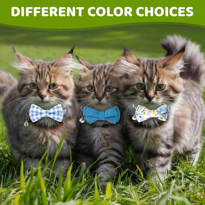 Six vibrant shades of adjustable kitten neckwear highlighting the soft polyester material weave.