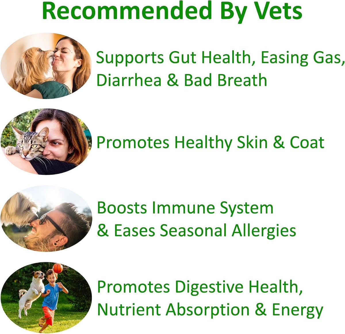 Imported USA pet gut health supplement with ten probiotic strains.