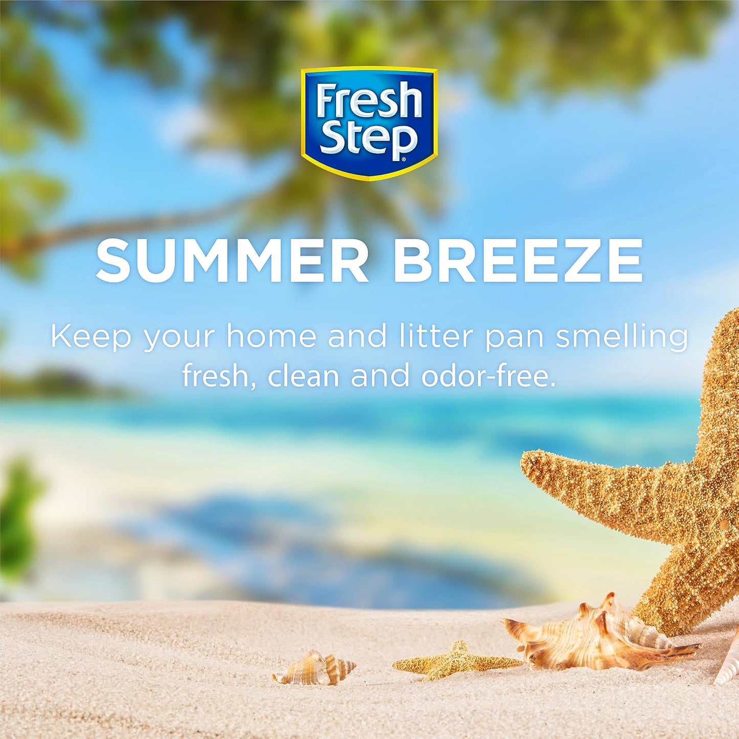 Fresh Step Summer Breeze crystals pouring into litter box