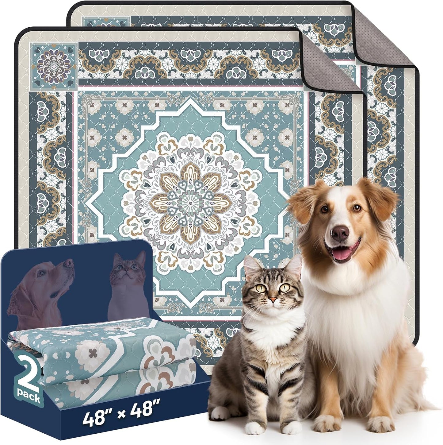 Washable Pee Pads for Dogs,Super Absorbent Reusable Puppy Training Pads, Leak-Proof & Non-Slip,for Potty Training,Whelping,Crate & Playpen24x36in(Pack of 2), Grayish Blue - Image 12
